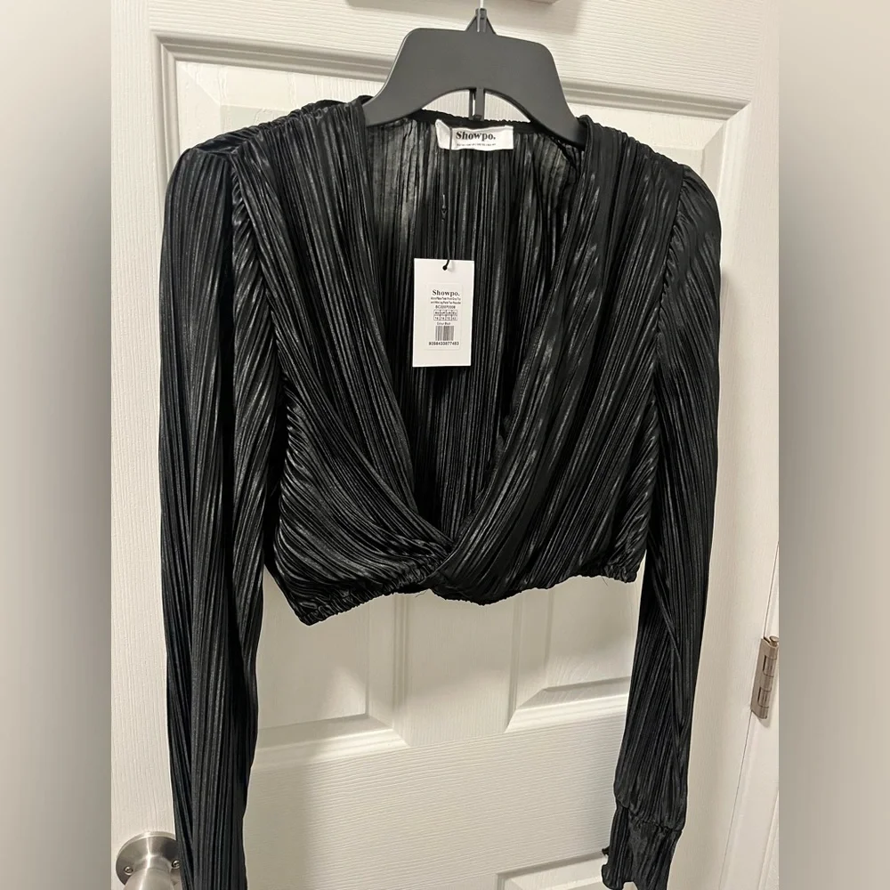 Showpo. Black Pleated Blouse